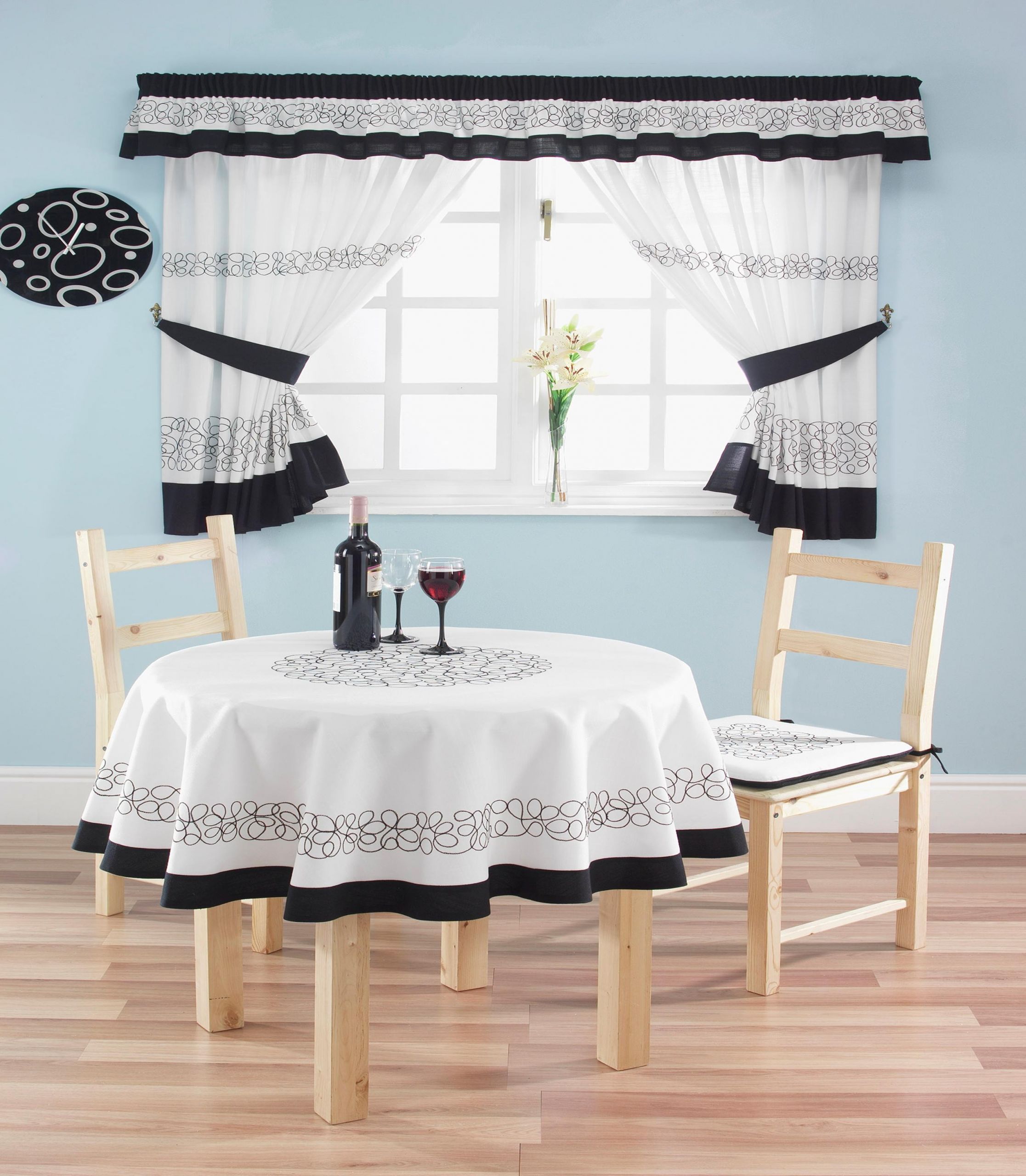 Black Kitchen Curtains
 Modern Country Kitchen Curtains with Tie Backs 66x54