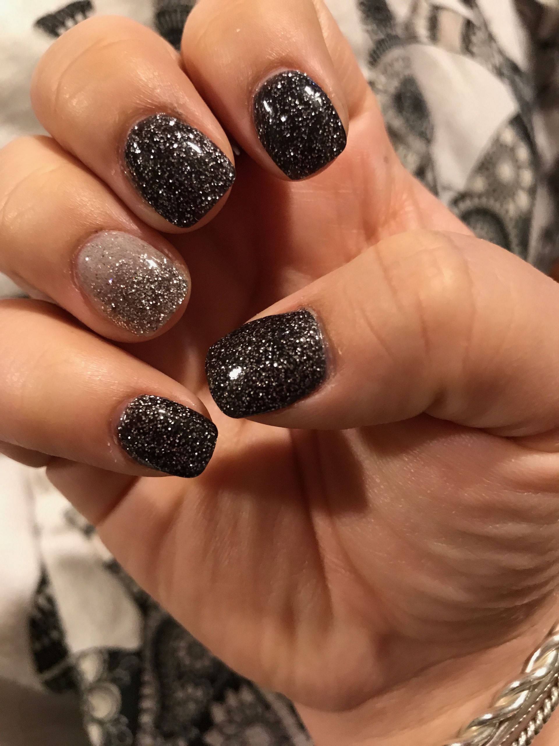 Black Nails With Silver Glitter
 Black Silver Glitter Ombré New Year s Nails Gel