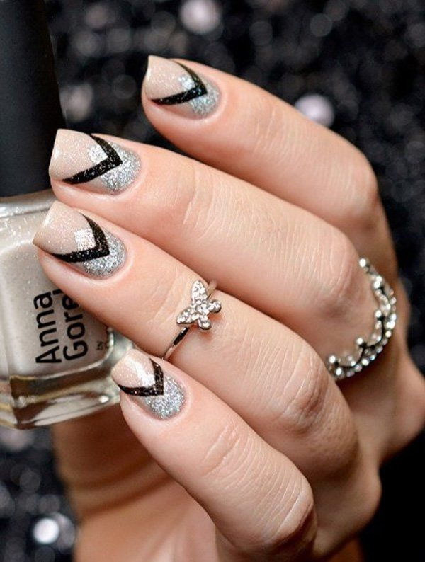 Black Nails With Silver Glitter
 70 Stunning Glitter Nail Designs 2017