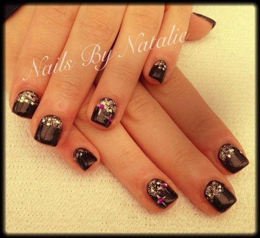 Black Nails With Silver Glitter
 Black & silver glitter nails Nail Art Gallery