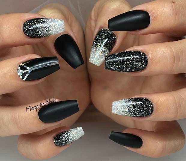 Black Nails With Silver Glitter
 31 Snazzy New Year s Eve Nail Designs Page 3 of 3