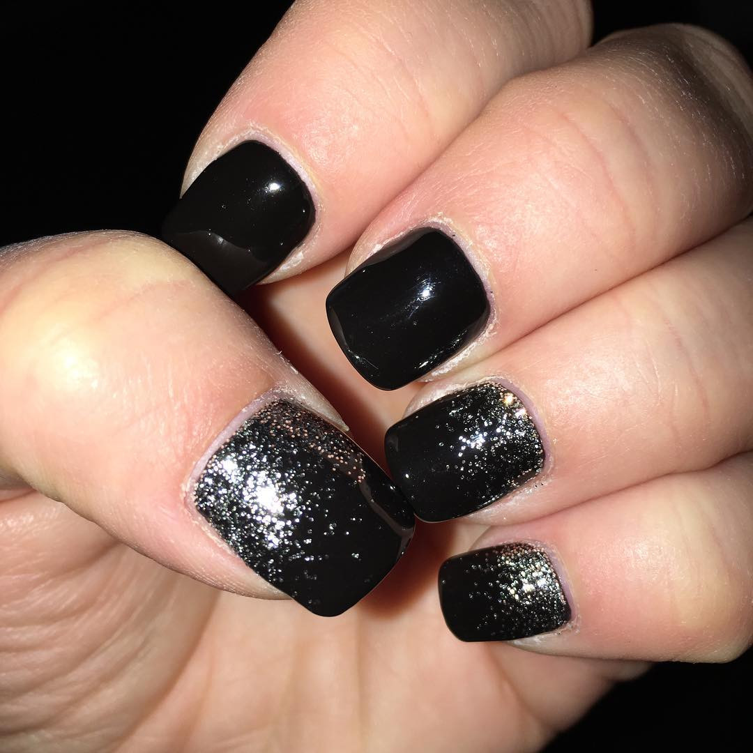 Black Nails With Silver Glitter
 29 Black Acrylic Nail Art Designs Ideas