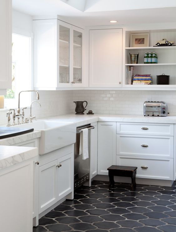 Black Tile Kitchen
 Impressive Hexagon Tiles For Your Kitchen Floor