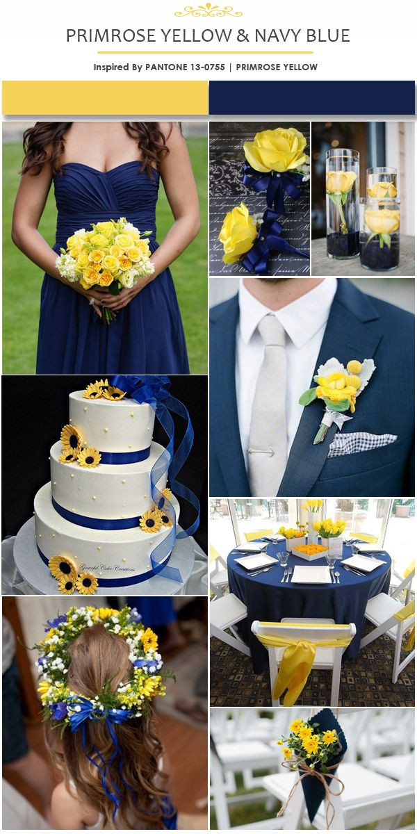Blue And Yellow Wedding Colors
 Primrose Yellow and Navy Blue Wedding Color Ideas