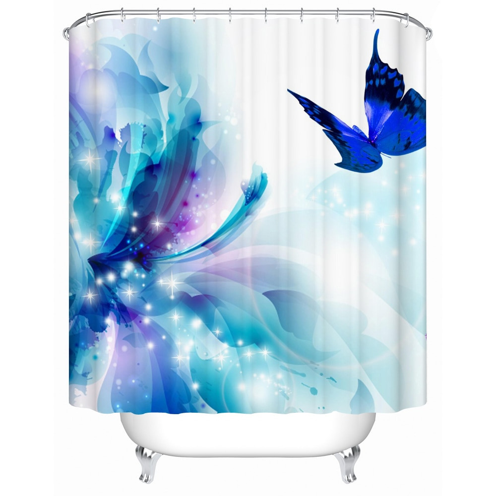 Blue Bathroom Shower Curtains
 CHARMHOME New Fabric Shower Curtain Blue Butterfly High