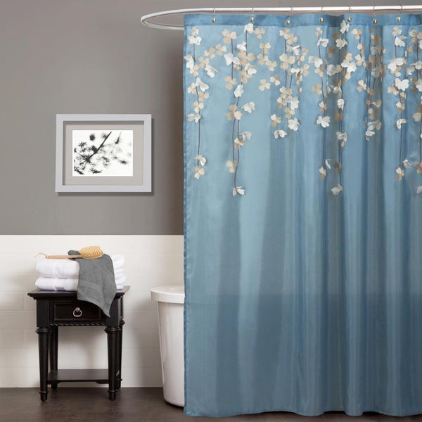 Blue Bathroom Shower Curtains
 Shop Lush Decor Flower Drops Federal Blue White Shower