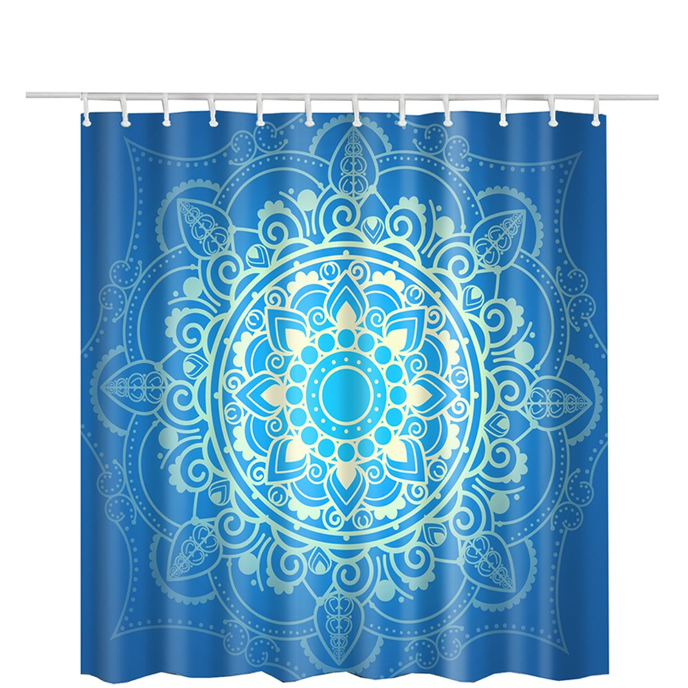 Blue Bathroom Shower Curtains
 Mandala Shower Curtain Blue Bathroom Decor Rideau De