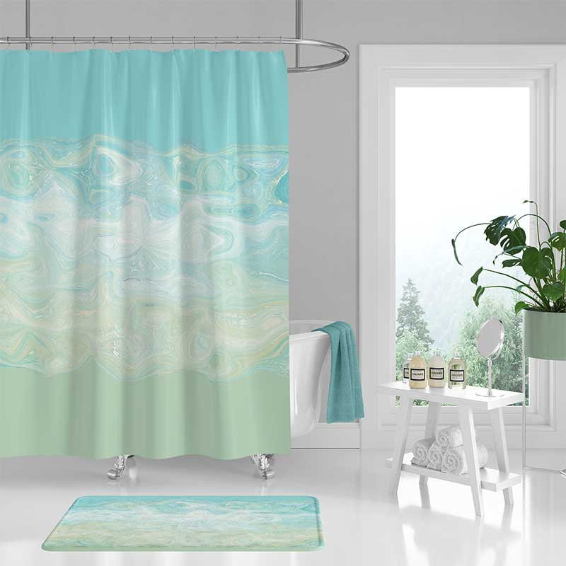 Blue Bathroom Shower Curtains
 Abstract Shower Curtain Set Mint Green Aqua Blue Bath
