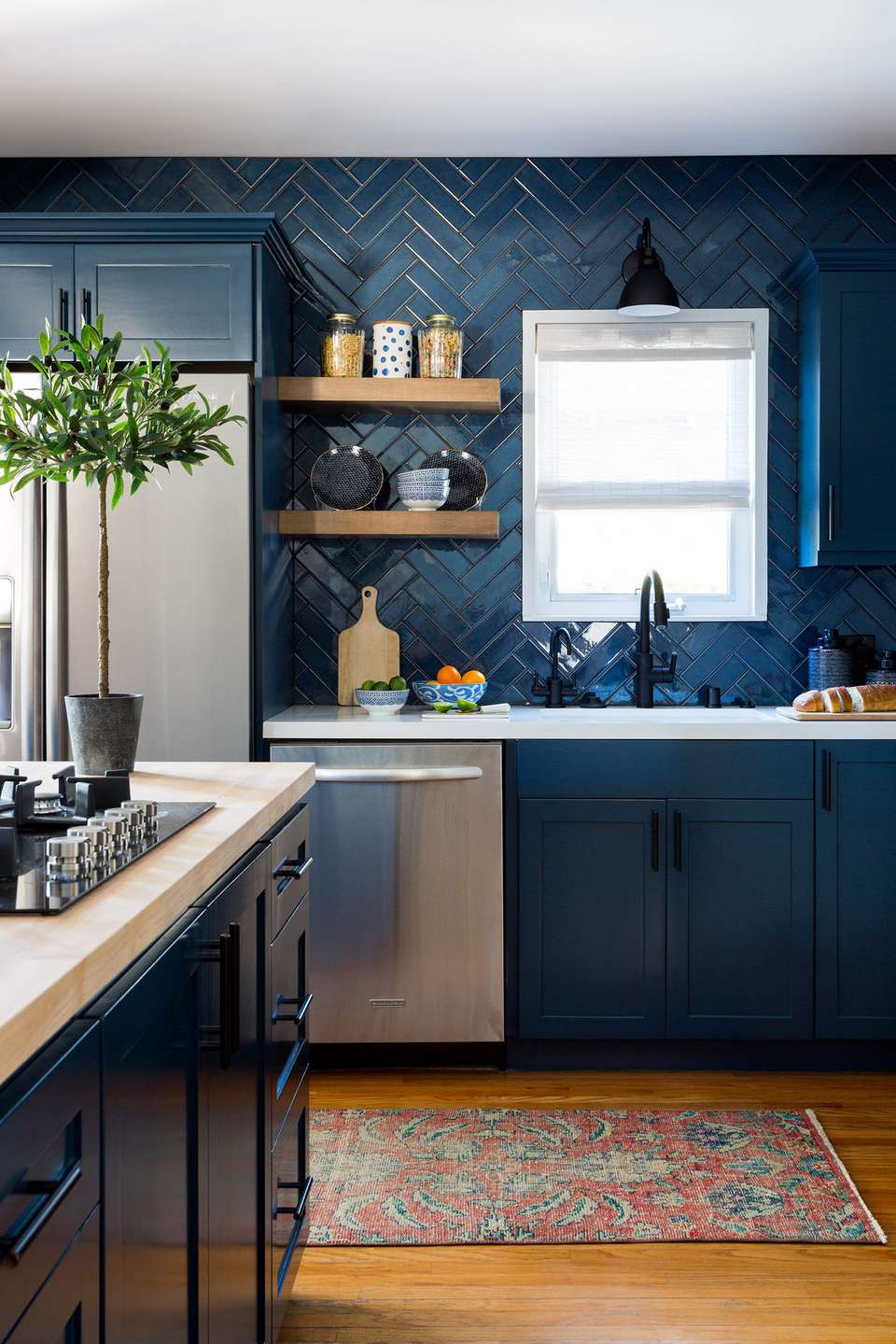 Blue Kitchen Tile Backsplash
 14 Kitchens With Herringbone Tile Backsplashes