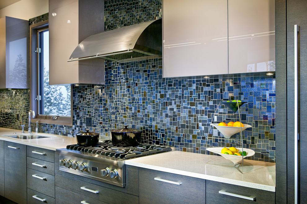 Blue Kitchen Tile Backsplash
 18 Gleaming Mosaic Kitchen Backsplash Designs