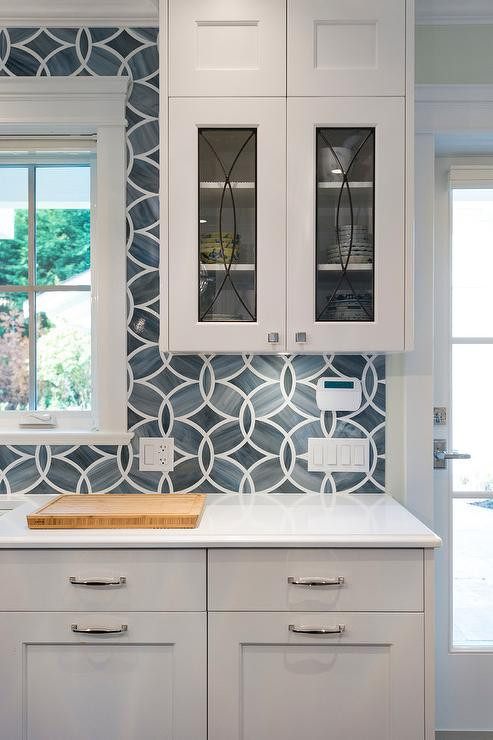 Blue Kitchen Tile Backsplash
 Blue Kitchen Tile backsplash with Glass Eclipse Cabinets