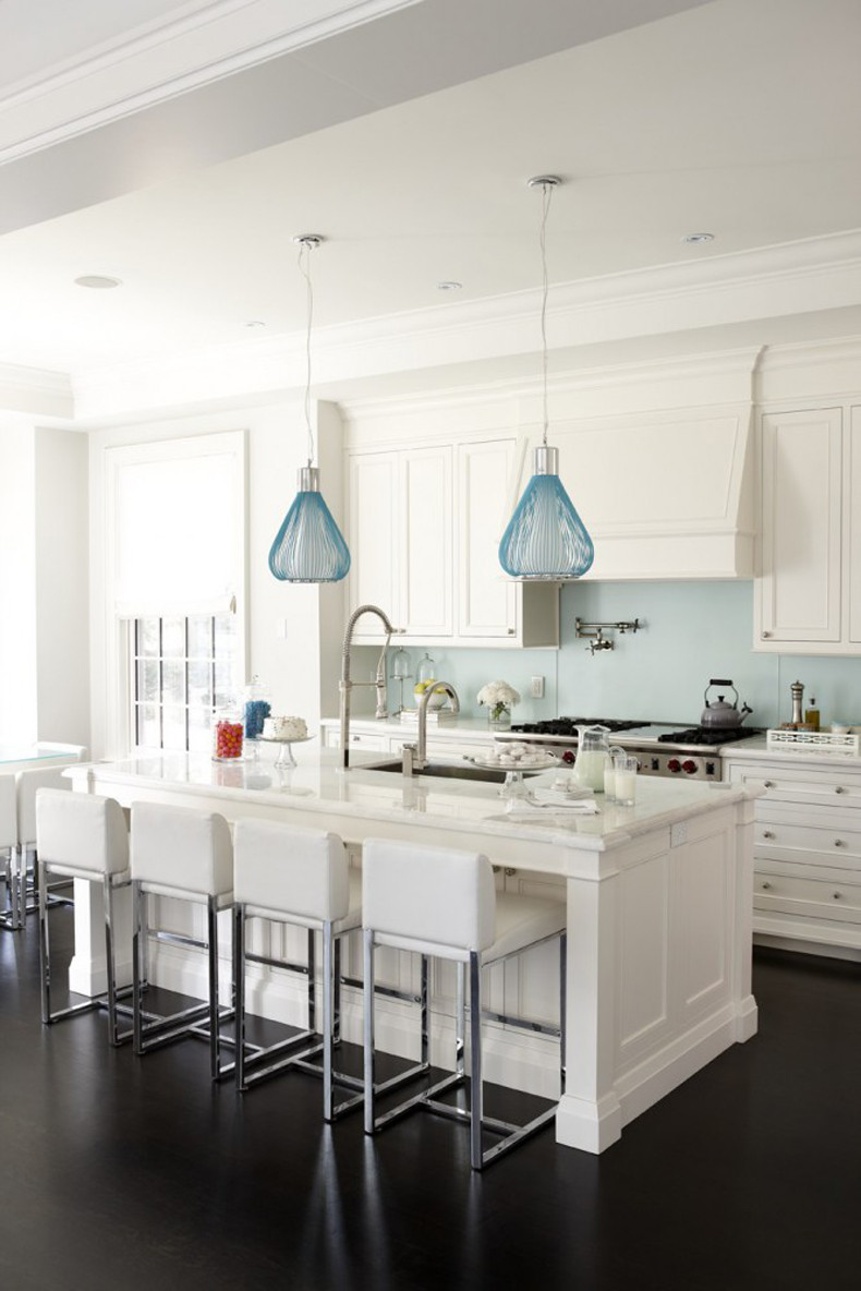 Blue Pendant Lights Kitchen
 200 Beautiful White Kitchen Design Ideas That Never Goes