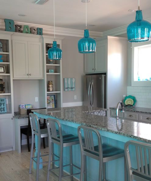Blue Pendant Lights Kitchen
 Blue Lamps & Lighting Ideas for Coastal Rooms in 2020
