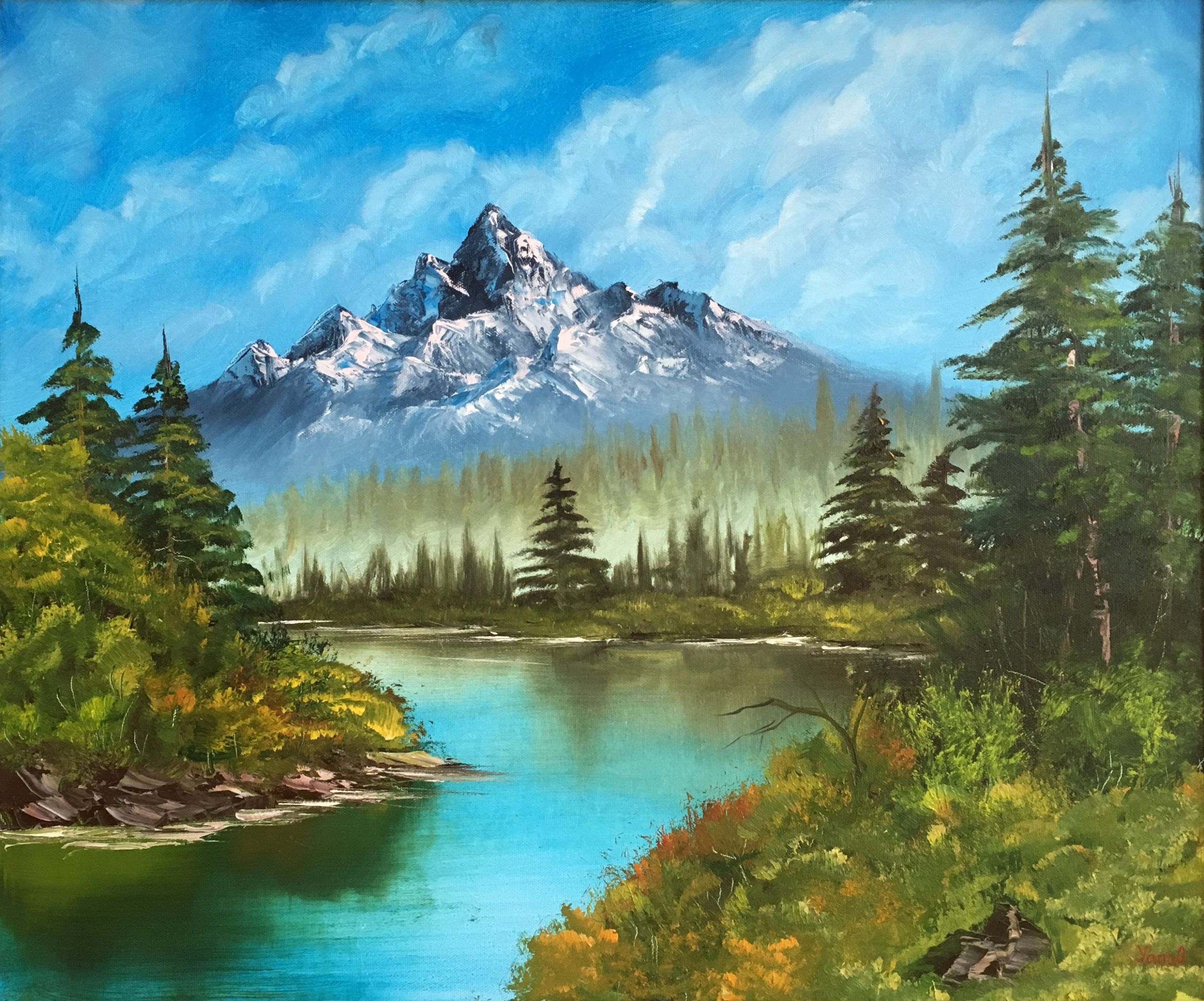 Bob Ross Landscape Paintings
 Landscape painting Original Oil on canvas Bob Ross style