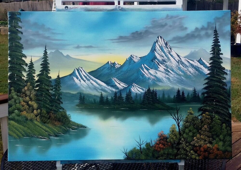 Bob Ross Landscape Paintings
 Bob Ross Style Oil Landscape Painting "Cool Mountain Lake