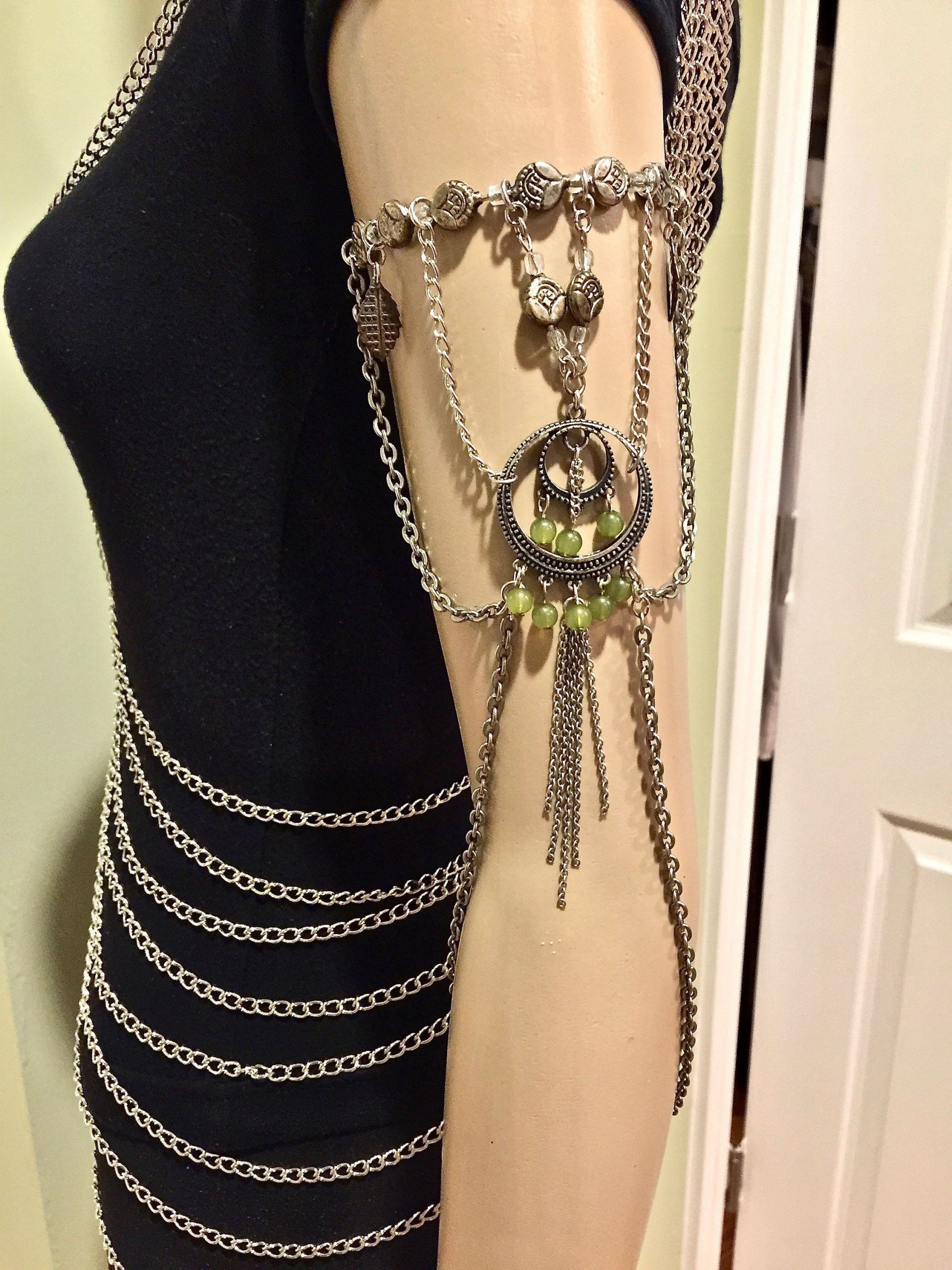 Body Jewelry Arm
 Armlet Arm Chain Upper Arm Bracelet Silver Metal Arm