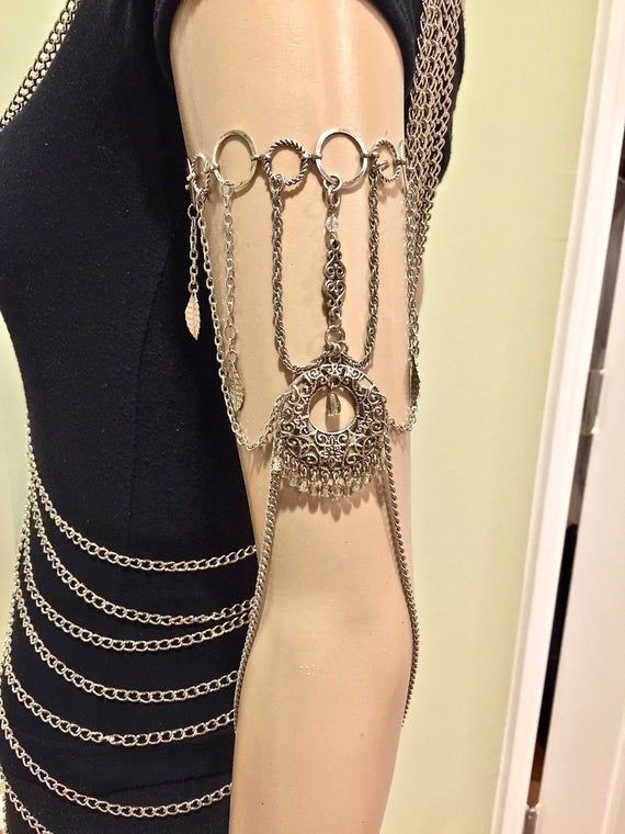 Body Jewelry Arm
 Upper Arm Bracelet Silver Color Arm Chains Armlet Body