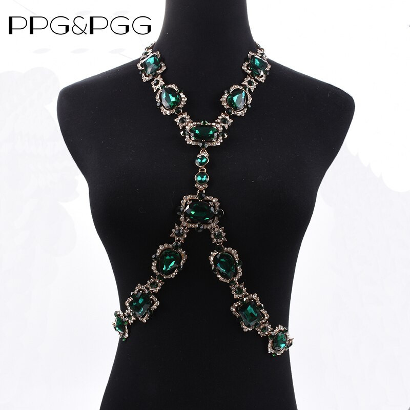 Body Jewelry Choker
 PPG&PGG Bohomian Fashion Body Jewelry Green Crystal Choker