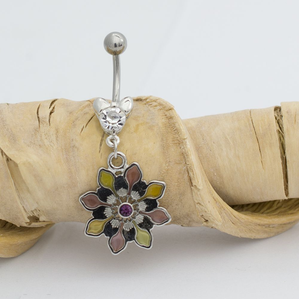 Body Jewelry Design
 Luxe Modz Pastel Circular Flower Dangle Design 14ga
