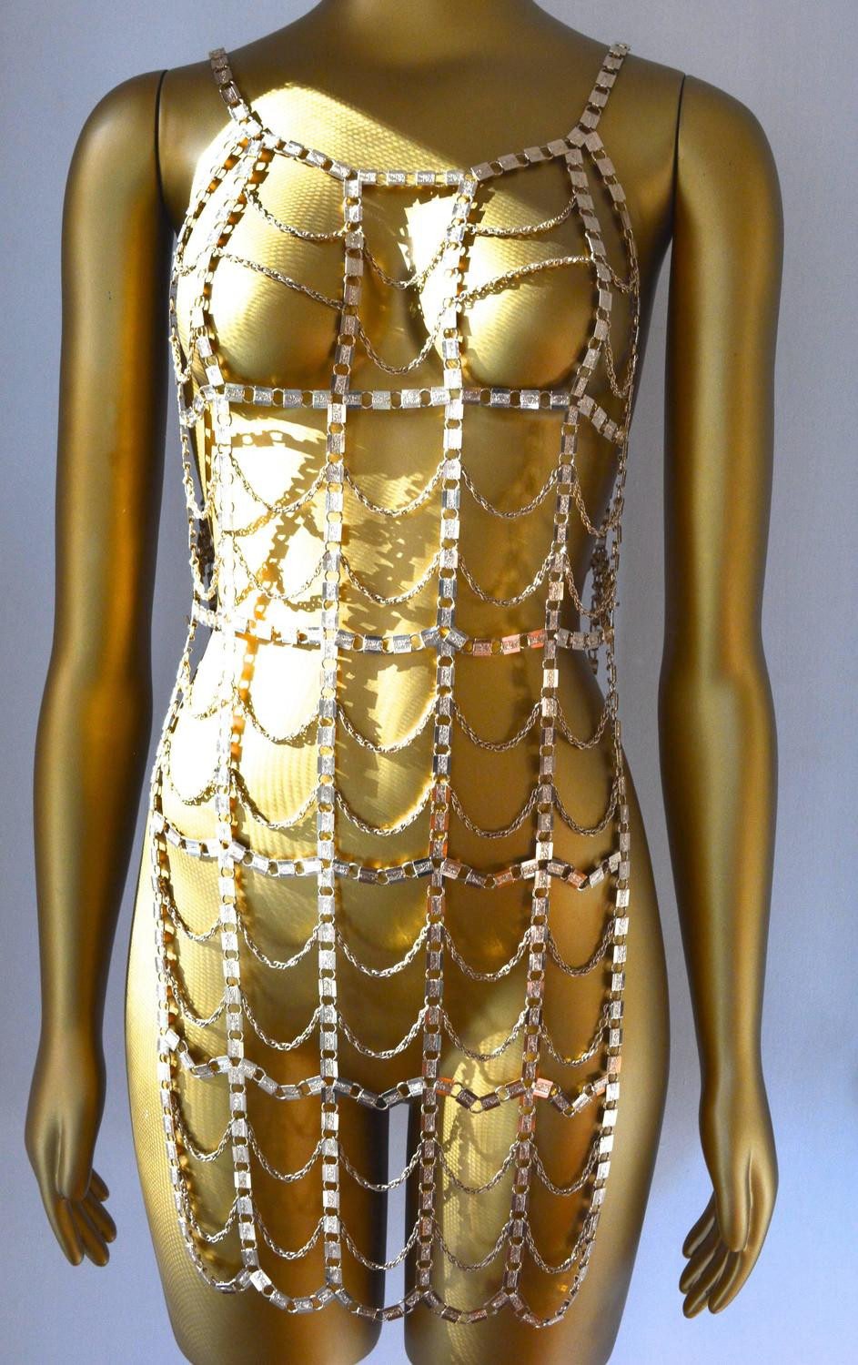 Body Jewelry Design
 60s Trifari Mod Body Chain Tunic Sarara Couture