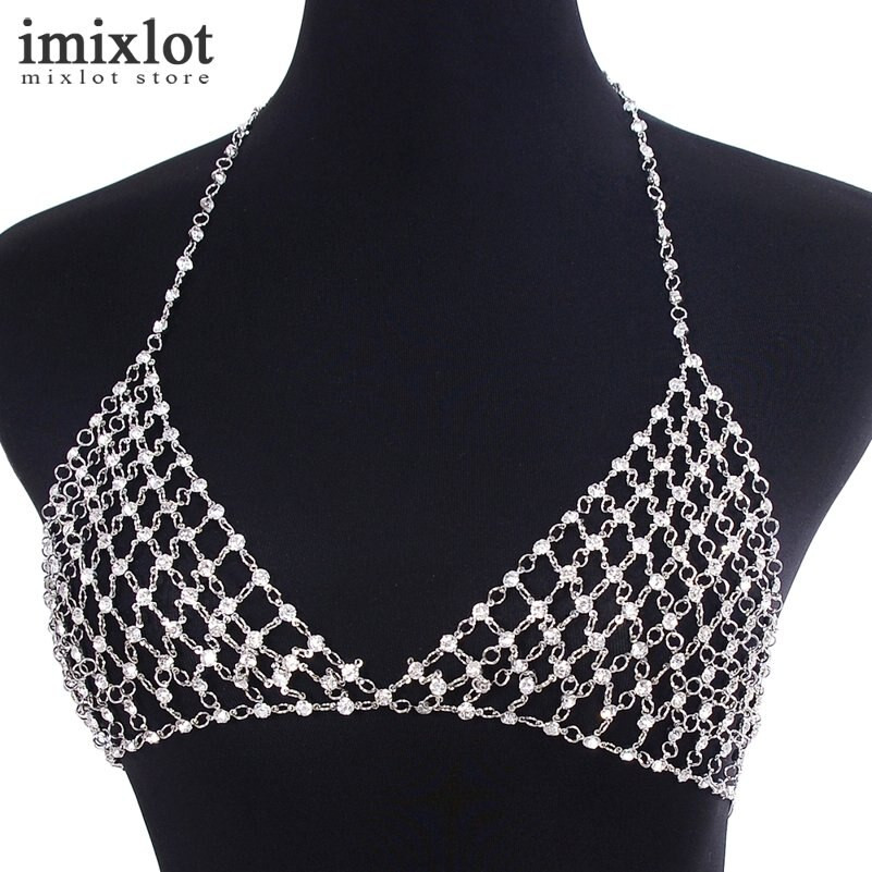 Body Jewelry Design
 Imixlot Crystal Bralette Women Body Chain Jewelry Hollow