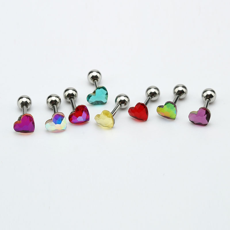 Body Jewelry Earrings
 2PCS Small Heart Ear Studs Earrings Cartilage Earrings