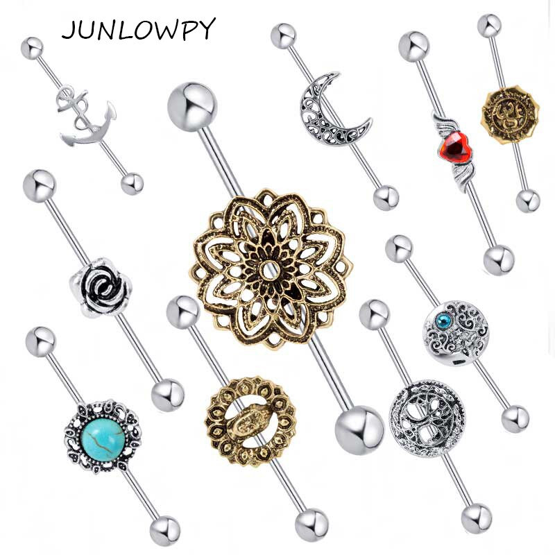 Body Jewelry Earrings
 JUNLOWPY 14G Screw Surgical Stainless Industrial Barbell