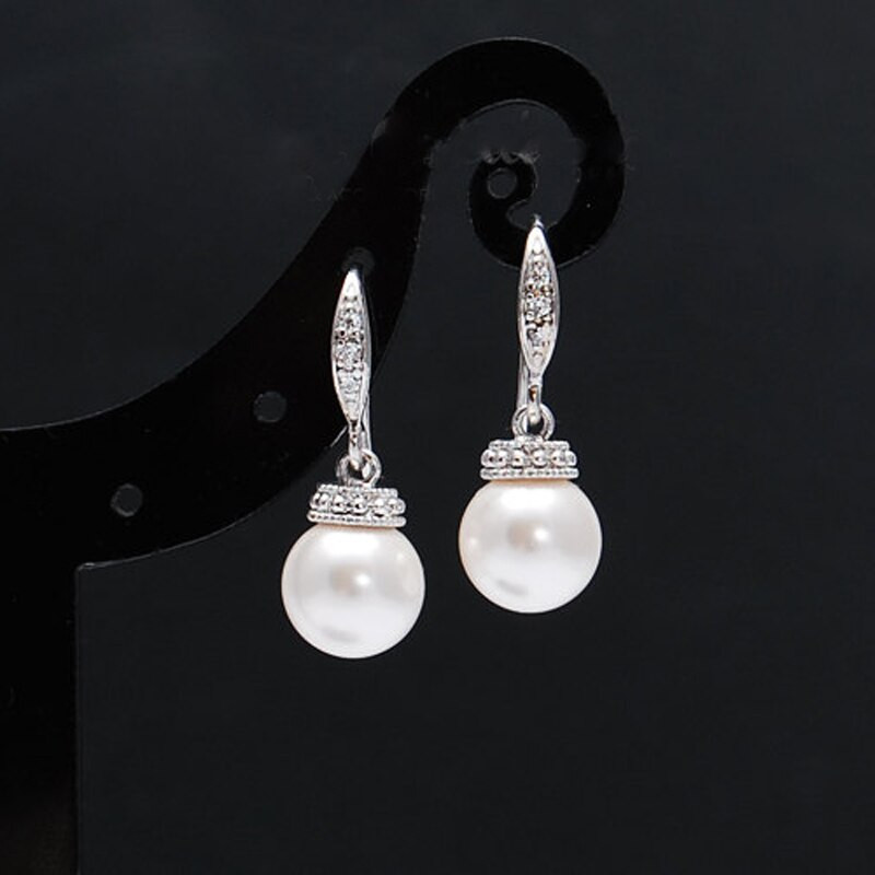 Body Jewelry Earrings
 Women Fashion Ear Drop Sterling Silver Pearl Earrings