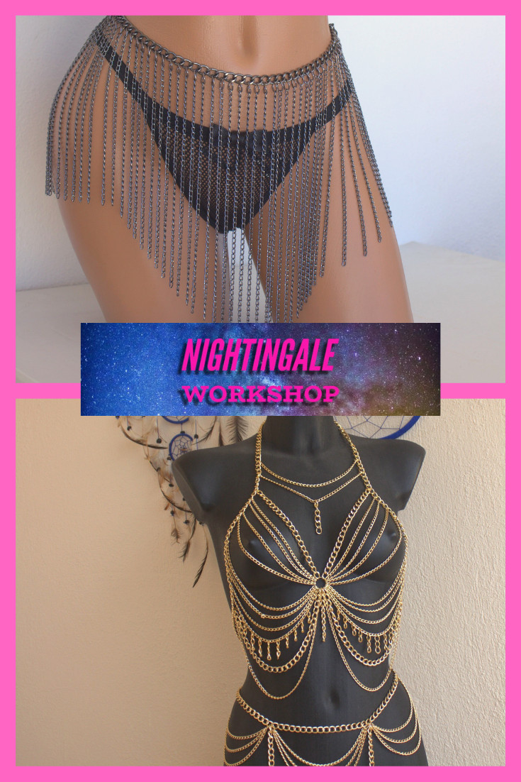 Body Jewelry Rave
 Body chain festival jewelry rave outfit Nightibale