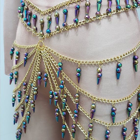 Body Jewelry Rave
 Body Chain Rave Bottom Body Jewelry Crystal Chain Skirt