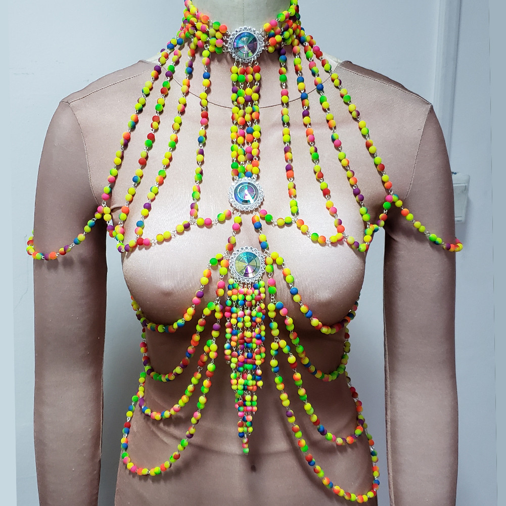 Body Jewelry Rave
 US$ 125 Rainbow Candy Body Chain Top Burning Man Rave