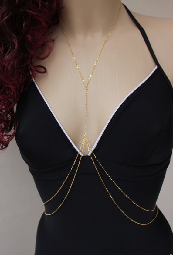 Body Jewelry Rihanna
 IBIZA IBIZA Gold Body Chain Body Jewelry by