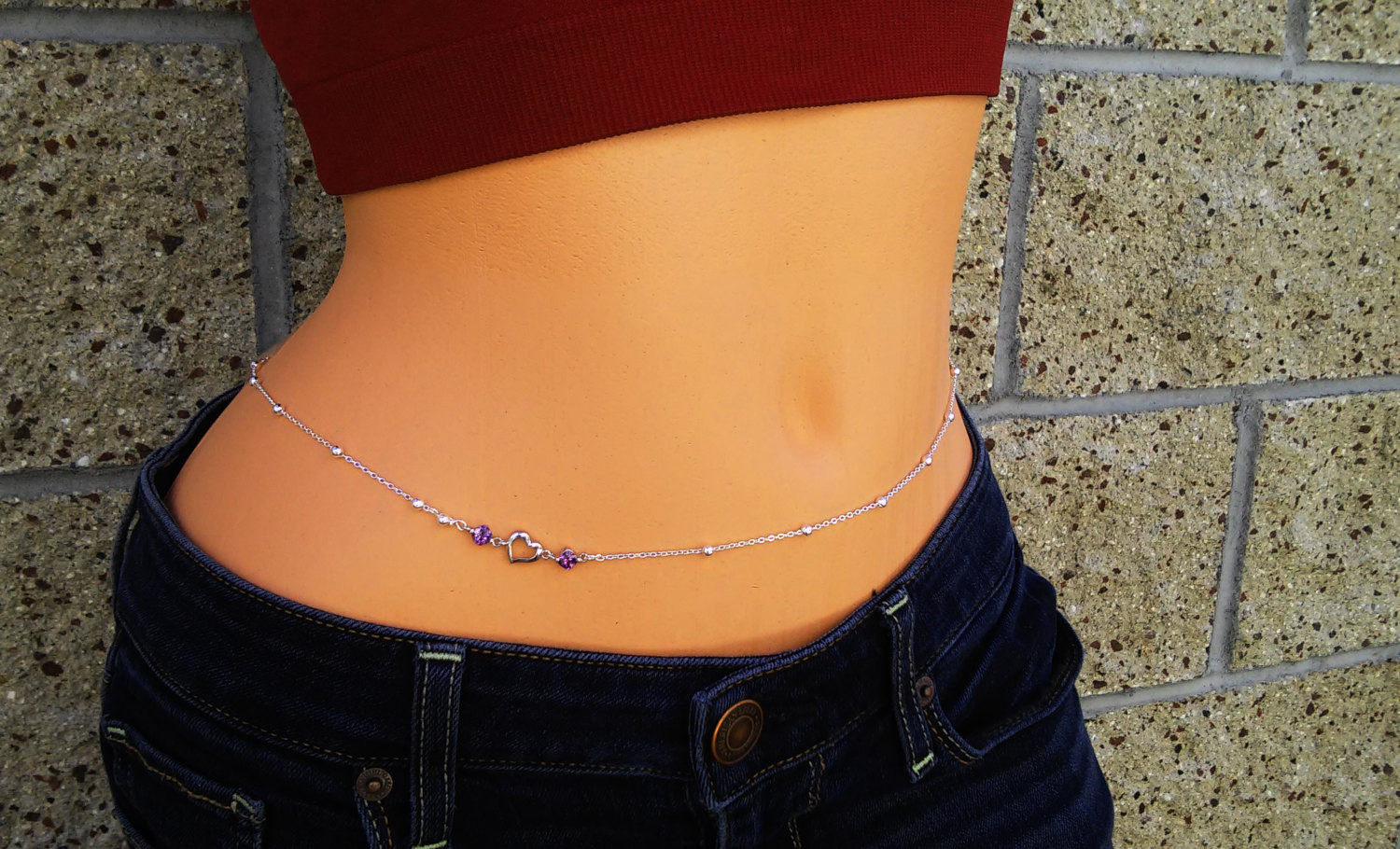 Body Jewelry Silver
 Romantic Belly Chain Sterling silver plated Body jewelry