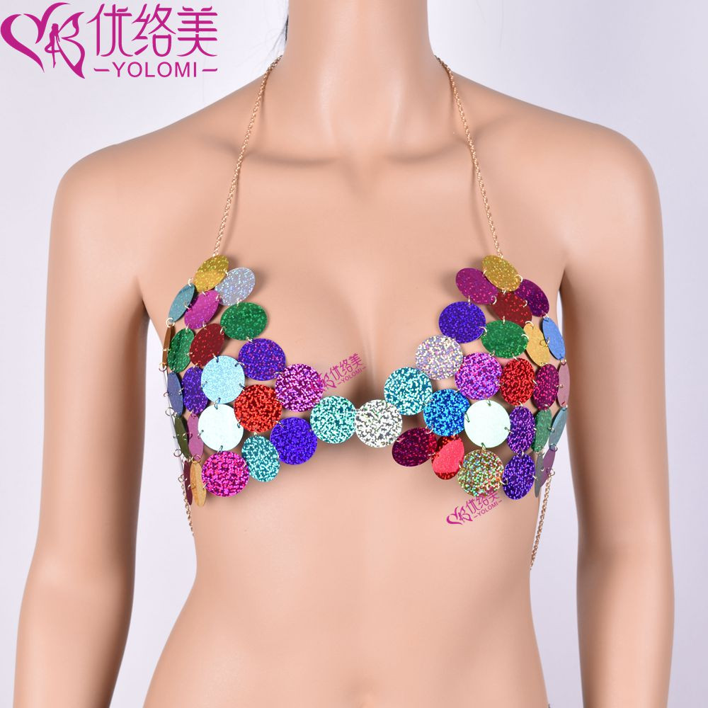 Body Jewelry Unique
 YOLOMI Unique Bra Chain Body Jewelry Colorful Breast Cover