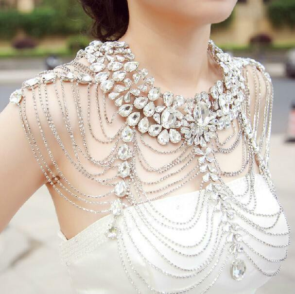 Body Jewelry Wedding
 Vintage Wedding Bridal Silver Crystal Long Full Body