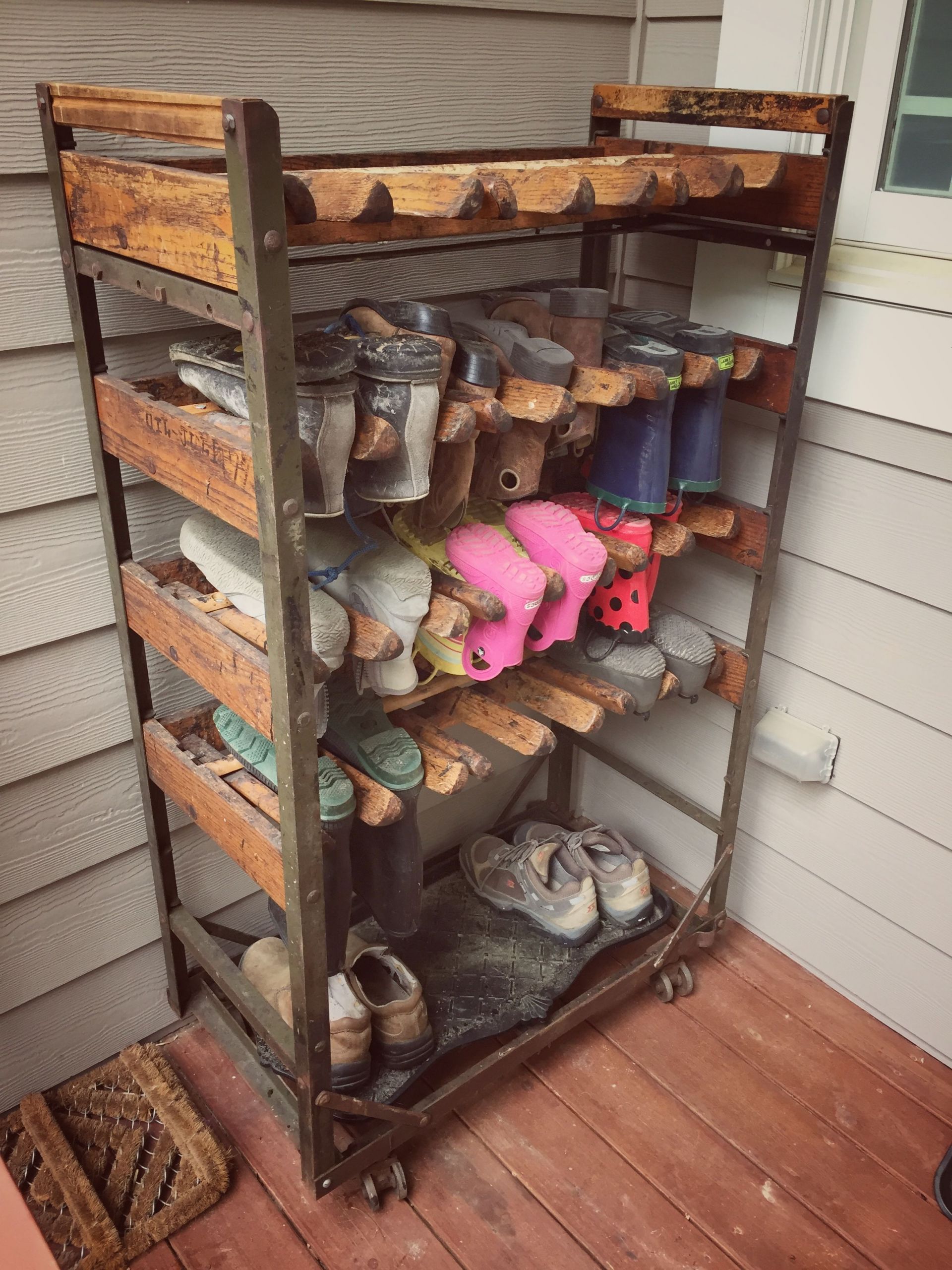 Boot Rack DIY
 Put this old factory shoe rack back in business