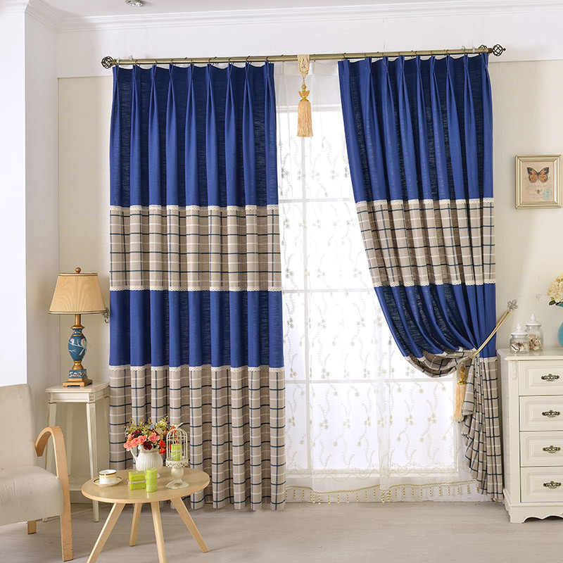 Boys Bedroom Curtains
 Chic Blue Beige Cotton Linen Plaid Curtains For Boys Bedroom