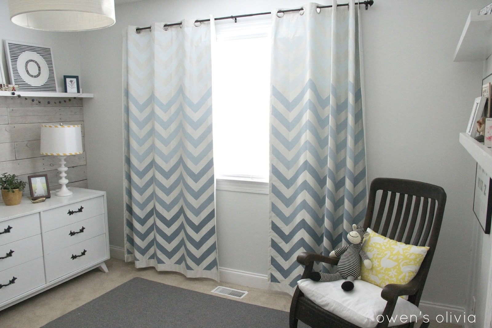 Boys Bedroom Curtains
 Ombre Chevron Curtains in Boys Nursery