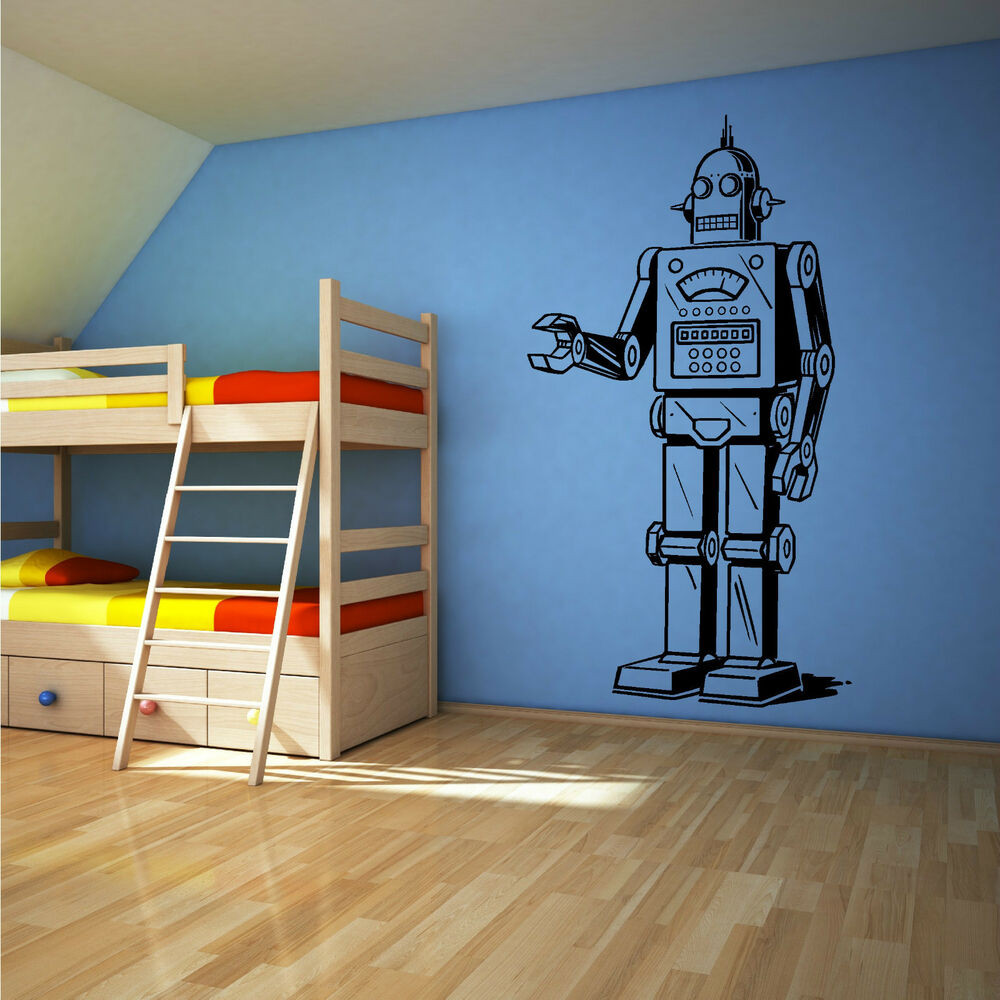 Boys Bedroom Wall Art
 ROBOT Vinyl wall art sticker decal boys bedroom CHILDRENS