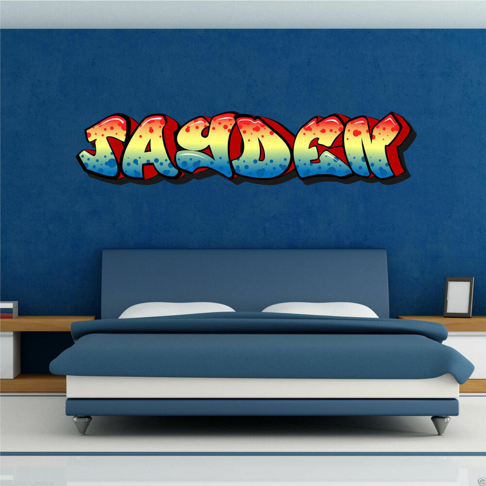 Boys Bedroom Wall Art
 FULL COLOUR PERSONALISED GRAFFITI NAME WALL ART STICKERS