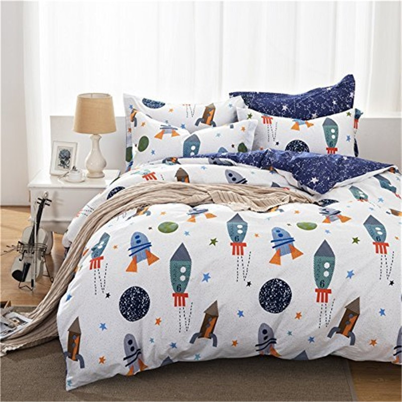 Boys Twin Bedroom Set
 FADFAY Cotton Home Textile Boys Galaxy Space Bedding Set