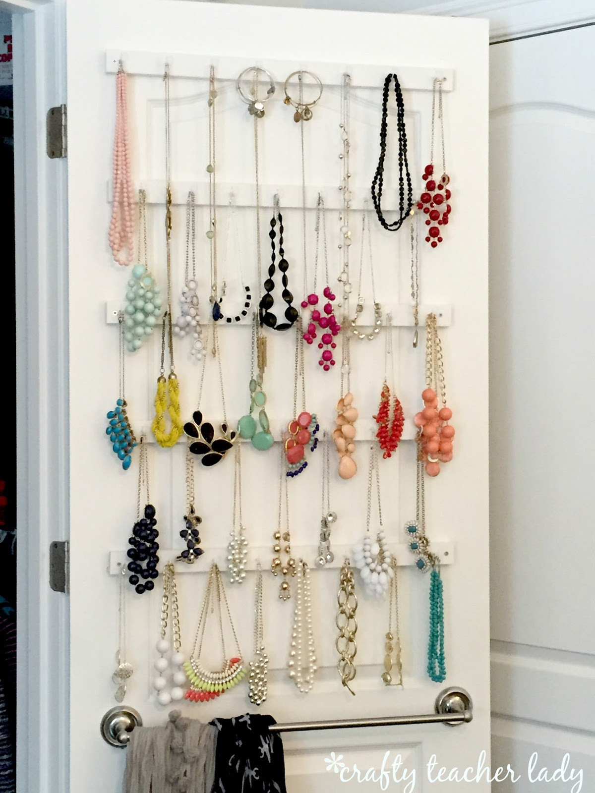 Bracelet Organizer DIY
 Crafty Teacher Lady DIY Closet Jewelry Organizer