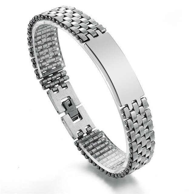 Bracelet Prata
 Fashion 316L Stainless Steel Chain Link Man Bracelet Male