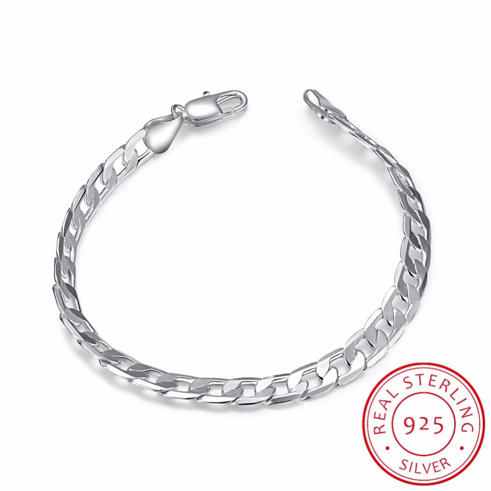 Bracelet Prata
 Men s Jewelry 925 sterling silver 6mm chains 20cm bracelet