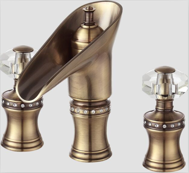 Brass Widespread Bathroom Faucet
 Free shipping Antique brass 8" WIDESPREAD LAVATORY