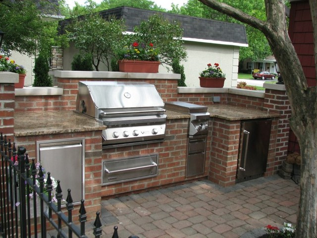 Brick Outdoor Kitchen
 Brick Granite & Limestone Outdoor Kitchen Traditional