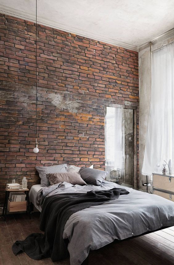 Brick Wallpaper Bedroom
 33 Bedroom Pendant Lamp Ideas That Inspire DigsDigs