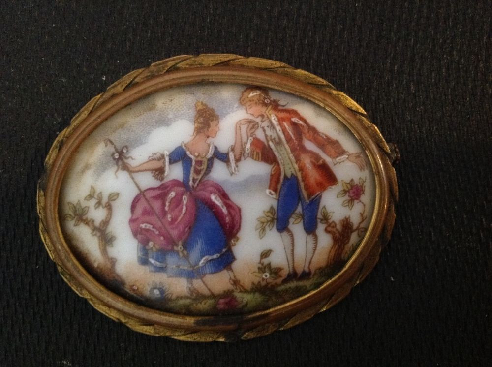 Brooches Ceramic
 ANTIQUE LIMOGES FRANCE HAND PAINTED PORCELAIN BROOCH