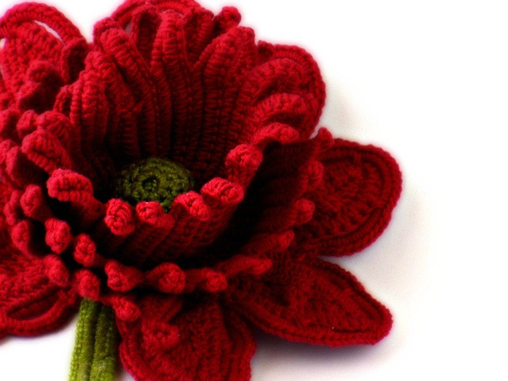 Brooches Crochet
 Crochet Brooch Fiber Brooch Red Rose Pin Irish Crochet Brooch