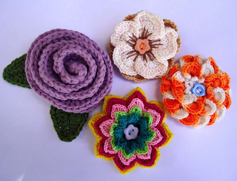 Brooches Crochet
 Stitch of Love Crochet Flower Brooches